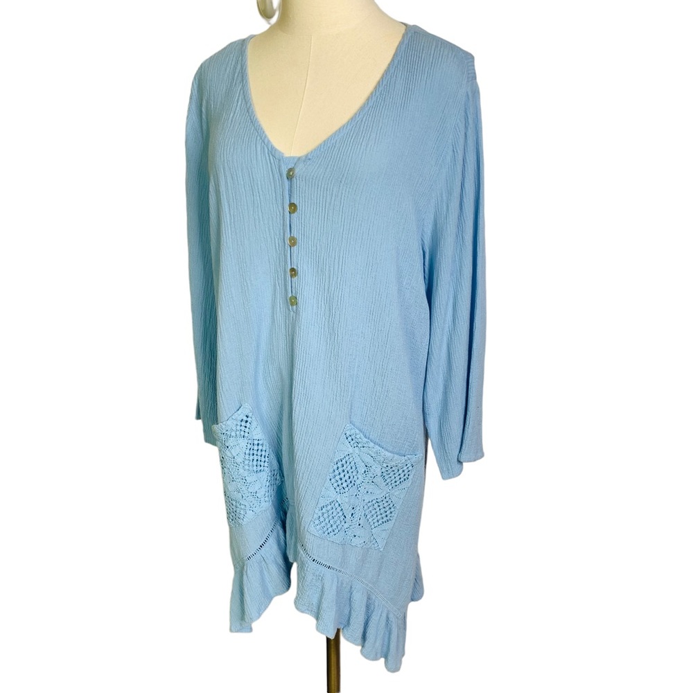 Soft Surroundings Light Blue Tunic Top LARGE 3476